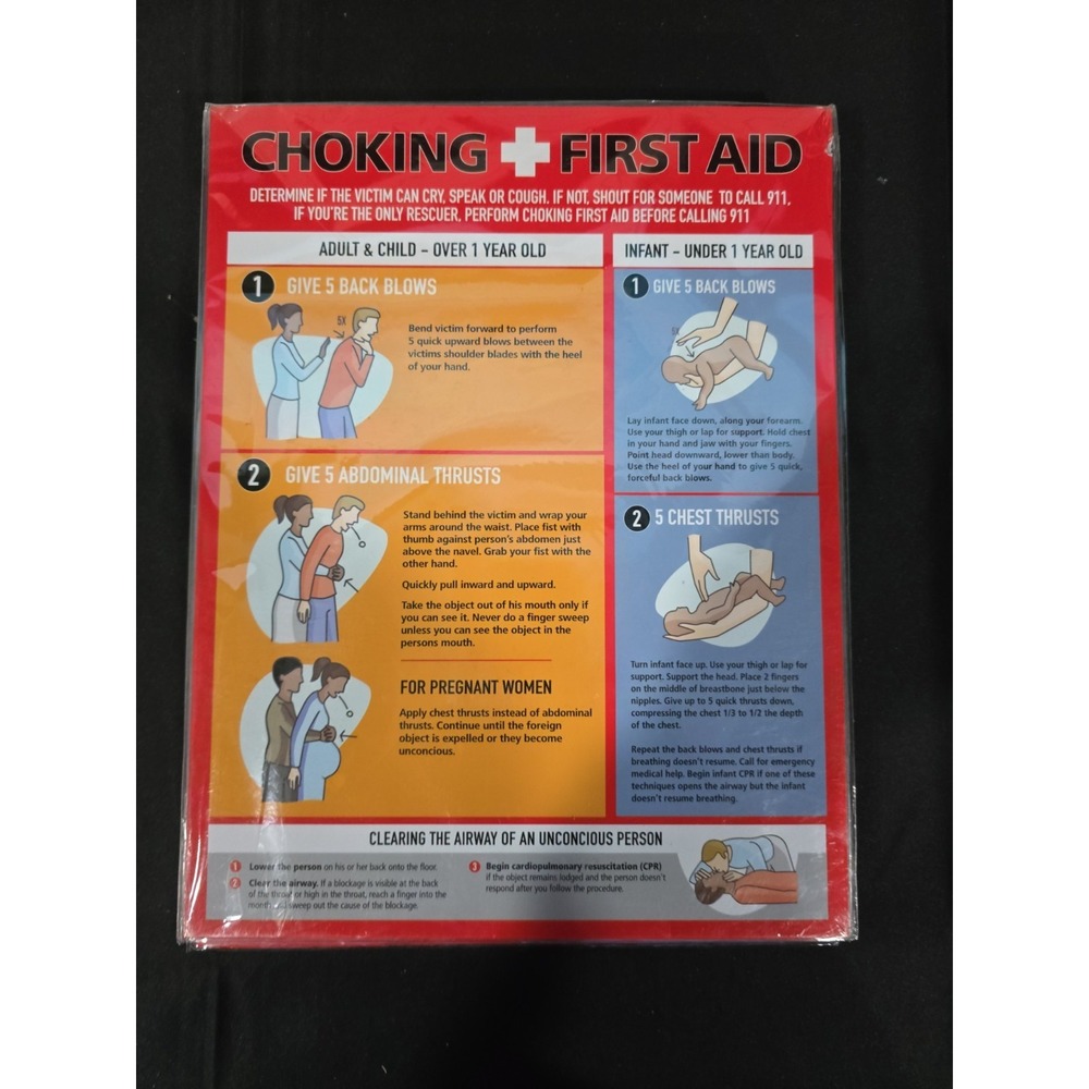 Safety Choking Victim Poster Measures 8.5" x 11", Choking First Aid Poster.